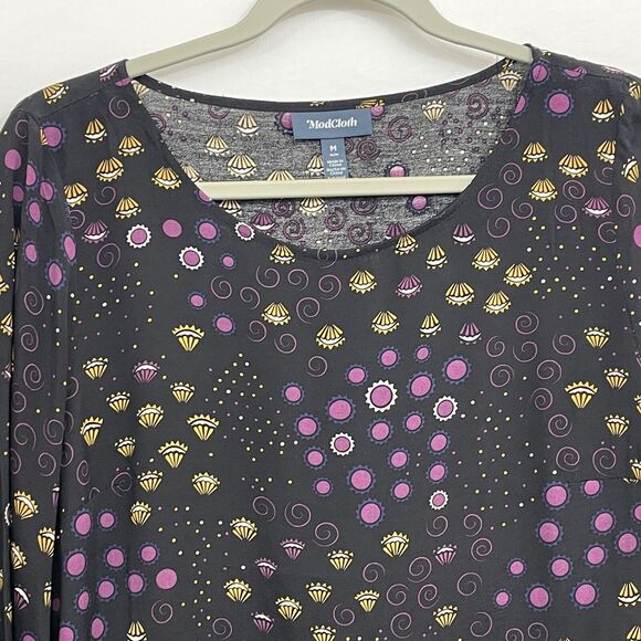 Modcloth Astro Blast Scoop Neck Top Medium NEW Tie Cuff - Picture 2 of 9
